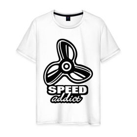 Мужская футболка хлопок с принтом speed addict в Петрозаводске, 100% хлопок | прямой крой, круглый вырез горловины, длина до линии бедер, слегка спущенное плечо. | 