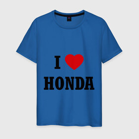 Мужская футболка хлопок с принтом I love Honda в Петрозаводске, 100% хлопок | прямой крой, круглый вырез горловины, длина до линии бедер, слегка спущенное плечо. | 