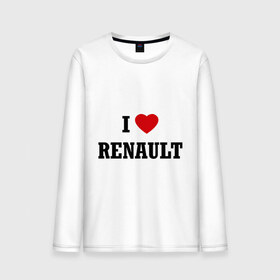 Мужской лонгслив хлопок с принтом I love Renault в Петрозаводске, 100% хлопок |  | Тематика изображения на принте: i love | i love renault | renault | рено | я люблю рено