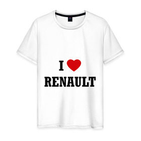Мужская футболка хлопок с принтом I love Renault в Петрозаводске, 100% хлопок | прямой крой, круглый вырез горловины, длина до линии бедер, слегка спущенное плечо. | Тематика изображения на принте: i love | i love renault | renault | рено | я люблю рено