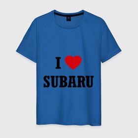 Мужская футболка хлопок с принтом I love Subaru в Петрозаводске, 100% хлопок | прямой крой, круглый вырез горловины, длина до линии бедер, слегка спущенное плечо. | Тематика изображения на принте: auto | i love subaru | subaru | авто | автомобильные | машины | субарик | субару | тачки