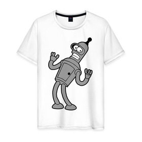 Мужская футболка хлопок с принтом Futurama (4) в Петрозаводске, 100% хлопок | прямой крой, круглый вырез горловины, длина до линии бедер, слегка спущенное плечо. | bender | futurama | бендер | футурама