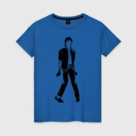 Женская футболка хлопок с принтом Майкл Джексон (9) в Петрозаводске, 100% хлопок | прямой крой, круглый вырез горловины, длина до линии бедер, слегка спущенное плечо | michael jackson | зщз | король | майкл джексон | поп