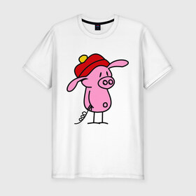 Мужская футболка премиум с принтом Свин в Петрозаводске, 92% хлопок, 8% лайкра | приталенный силуэт, круглый вырез ворота, длина до линии бедра, короткий рукав | поросенок | свин | свинка | свинья