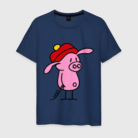 Мужская футболка хлопок с принтом Свин в Петрозаводске, 100% хлопок | прямой крой, круглый вырез горловины, длина до линии бедер, слегка спущенное плечо. | поросенок | свин | свинка | свинья