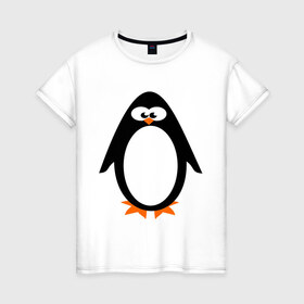 Женская футболка хлопок с принтом Пингвин в Петрозаводске, 100% хлопок | прямой крой, круглый вырез горловины, длина до линии бедер, слегка спущенное плечо | 