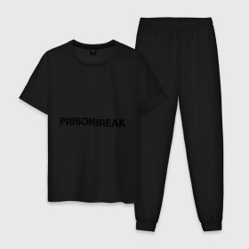 Мужская пижама хлопок с принтом Prison Break в Петрозаводске, 100% хлопок | брюки и футболка прямого кроя, без карманов, на брюках мягкая резинка на поясе и по низу штанин
 | prison break | побег