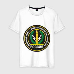 Мужская футболка хлопок с принтом РВСН в Петрозаводске, 100% хлопок | прямой крой, круглый вырез горловины, длина до линии бедер, слегка спущенное плечо. | рвсн
