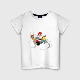 Детская футболка хлопок с принтом Санта-байкер в Петрозаводске, 100% хлопок | круглый вырез горловины, полуприлегающий силуэт, длина до линии бедер | 2012 | new year | дед | дед мороз | нг | новый 2012 | новый год | олень | санта | санта клаус