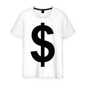 Мужская футболка хлопок с принтом знак доллара $ в Петрозаводске, 100% хлопок | прямой крой, круглый вырез горловины, длина до линии бедер, слегка спущенное плечо. | dollar | бабло | бакс | валюта | деньги | доллар | знак доллара