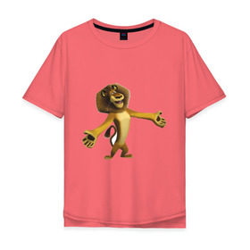 Мужская футболка хлопок Oversize с принтом Мадагаскар-Лев (2) в Петрозаводске, 100% хлопок | свободный крой, круглый ворот, “спинка” длиннее передней части | madagascar | лев | мадагаскар