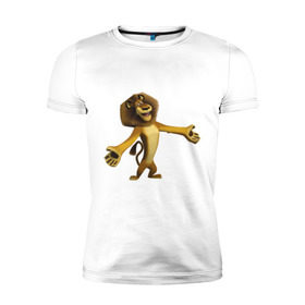 Мужская футболка премиум с принтом Мадагаскар-Лев (2) в Петрозаводске, 92% хлопок, 8% лайкра | приталенный силуэт, круглый вырез ворота, длина до линии бедра, короткий рукав | madagascar | лев | мадагаскар