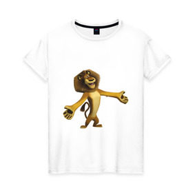 Женская футболка хлопок с принтом Мадагаскар-Лев (2) в Петрозаводске, 100% хлопок | прямой крой, круглый вырез горловины, длина до линии бедер, слегка спущенное плечо | madagascar | лев | мадагаскар