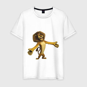 Мужская футболка хлопок с принтом Мадагаскар-Лев (2) в Петрозаводске, 100% хлопок | прямой крой, круглый вырез горловины, длина до линии бедер, слегка спущенное плечо. | madagascar | лев | мадагаскар