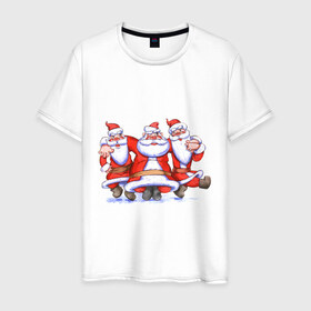 Мужская футболка хлопок с принтом Деды Морозы в Петрозаводске, 100% хлопок | прямой крой, круглый вырез горловины, длина до линии бедер, слегка спущенное плечо. | 2012 | new year | дед мороз | нг | новый 2012 | новый год | санта | санта клаус