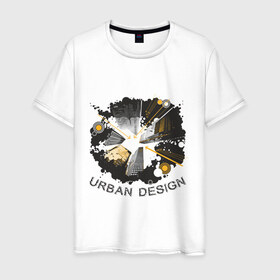 Мужская футболка хлопок с принтом Urban Design (3) в Петрозаводске, 100% хлопок | прямой крой, круглый вырез горловины, длина до линии бедер, слегка спущенное плечо. | 