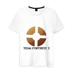 Мужская футболка хлопок с принтом Team Fortress 2 (1) в Петрозаводске, 100% хлопок | прямой крой, круглый вырез горловины, длина до линии бедер, слегка спущенное плечо. | shooter | team fortress 2 | tf2 | логотип | стрелялка | шутер