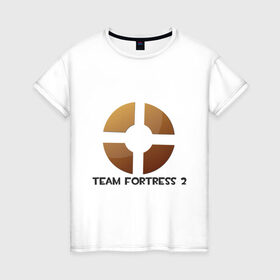 Женская футболка хлопок с принтом Team Fortress 2 (1) в Петрозаводске, 100% хлопок | прямой крой, круглый вырез горловины, длина до линии бедер, слегка спущенное плечо | shooter | team fortress 2 | tf2 | логотип | стрелялка | шутер
