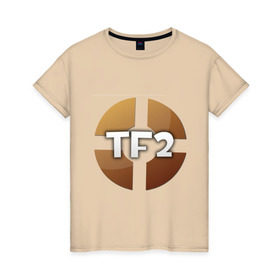 Женская футболка хлопок с принтом Team Fortress 2 (2) в Петрозаводске, 100% хлопок | прямой крой, круглый вырез горловины, длина до линии бедер, слегка спущенное плечо | shooter | team fortress 2 | tf2 логотип | стрелялка | шутер