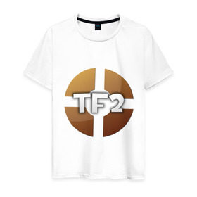 Мужская футболка хлопок с принтом Team Fortress 2 (2) в Петрозаводске, 100% хлопок | прямой крой, круглый вырез горловины, длина до линии бедер, слегка спущенное плечо. | shooter | team fortress 2 | tf2 логотип | стрелялка | шутер