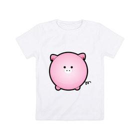 Детская футболка хлопок с принтом Cute Puffy Animals (2) в Петрозаводске, 100% хлопок | круглый вырез горловины, полуприлегающий силуэт, длина до линии бедер | cute puffy animals | животные | милые надутые | поросенок | свинка | свинья | хрюн | хрюшка