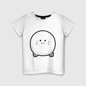 Детская футболка хлопок с принтом Cute Puffy Animals (3) в Петрозаводске, 100% хлопок | круглый вырез горловины, полуприлегающий силуэт, длина до линии бедер | cute puffy animals | животные | милые надутые | морской котик