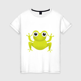 Женская футболка хлопок с принтом Little Frog (1) в Петрозаводске, 100% хлопок | прямой крой, круглый вырез горловины, длина до линии бедер, слегка спущенное плечо | frog | лягушка | лягушонок