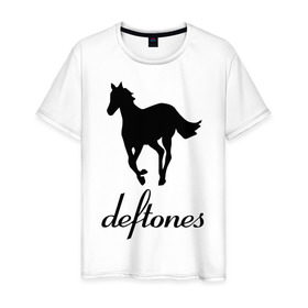 Мужская футболка хлопок с принтом Deftones (3) в Петрозаводске, 100% хлопок | прямой крой, круглый вырез горловины, длина до линии бедер, слегка спущенное плечо. | Тематика изображения на принте: дефтонс | лошадь | музыка | рок | эмблема deftones