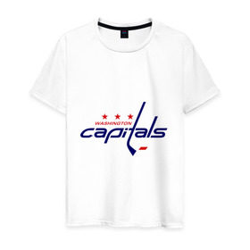 Мужская футболка хлопок с принтом Washington Capitals в Петрозаводске, 100% хлопок | прямой крой, круглый вырез горловины, длина до линии бедер, слегка спущенное плечо. | washington capitals | вашингтон капиталс | лига | нхл | хокей | хоккей