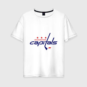 Женская футболка хлопок Oversize с принтом Washington Capitals в Петрозаводске, 100% хлопок | свободный крой, круглый ворот, спущенный рукав, длина до линии бедер
 | washington capitals | вашингтон капиталс | лига | нхл | хокей | хоккей