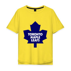 Мужская футболка хлопок Oversize с принтом Toronto Maple Leafs в Петрозаводске, 100% хлопок | свободный крой, круглый ворот, “спинка” длиннее передней части | Тематика изображения на принте: 