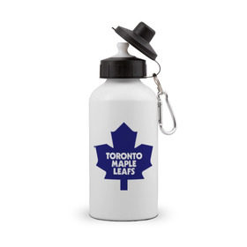 Бутылка спортивная с принтом Toronto Maple Leafs в Петрозаводске, металл | емкость — 500 мл, в комплекте две пластиковые крышки и карабин для крепления | 