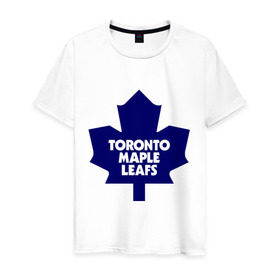 Мужская футболка хлопок с принтом Toronto Maple Leafs в Петрозаводске, 100% хлопок | прямой крой, круглый вырез горловины, длина до линии бедер, слегка спущенное плечо. | 