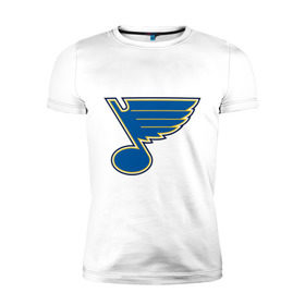 Мужская футболка премиум с принтом St Louis Blues в Петрозаводске, 92% хлопок, 8% лайкра | приталенный силуэт, круглый вырез ворота, длина до линии бедра, короткий рукав | nhl | st louis blues | нхл | хоккей | хоккейная лига