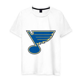 Мужская футболка хлопок с принтом St Louis Blues в Петрозаводске, 100% хлопок | прямой крой, круглый вырез горловины, длина до линии бедер, слегка спущенное плечо. | nhl | st louis blues | нхл | хоккей | хоккейная лига