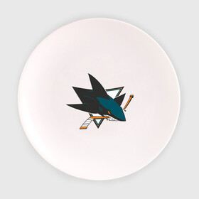 Тарелка 3D с принтом San Jose Sharks в Петрозаводске, фарфор | диаметр - 210 мм
диаметр для нанесения принта - 120 мм | национальная хоккейная лига | нхл | сан хосе шаркс