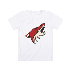 Детская футболка хлопок с принтом Phoenix Coyotes в Петрозаводске, 100% хлопок | круглый вырез горловины, полуприлегающий силуэт, длина до линии бедер | nhl | phoenix coyotes | нхл | хоккей | хоккейная лига