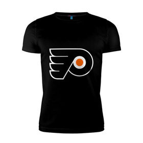 Мужская футболка премиум с принтом Philadelphia Flyers в Петрозаводске, 92% хлопок, 8% лайкра | приталенный силуэт, круглый вырез ворота, длина до линии бедра, короткий рукав | hockey | nhl | национальная лига | нхл | филадельфия флаерс | хокей | хоккей