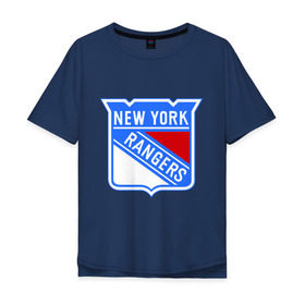 Мужская футболка хлопок Oversize с принтом New York Rangers в Петрозаводске, 100% хлопок | свободный крой, круглый ворот, “спинка” длиннее передней части | new york rangers | nhl | национальная хоккейная лига | нью йорк рейнджерс | хоккей | хоккейная лига