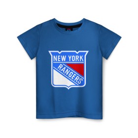 Детская футболка хлопок с принтом New York Rangers в Петрозаводске, 100% хлопок | круглый вырез горловины, полуприлегающий силуэт, длина до линии бедер | new york rangers | nhl | национальная хоккейная лига | нью йорк рейнджерс | хоккей | хоккейная лига