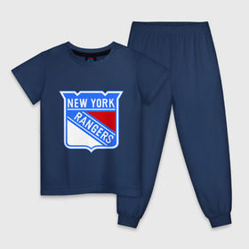 Детская пижама хлопок с принтом New York Rangers в Петрозаводске, 100% хлопок |  брюки и футболка прямого кроя, без карманов, на брюках мягкая резинка на поясе и по низу штанин
 | Тематика изображения на принте: new york rangers | nhl | национальная хоккейная лига | нью йорк рейнджерс | хоккей | хоккейная лига