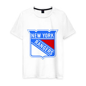 Мужская футболка хлопок с принтом New York Rangers в Петрозаводске, 100% хлопок | прямой крой, круглый вырез горловины, длина до линии бедер, слегка спущенное плечо. | new york rangers | nhl | национальная хоккейная лига | нью йорк рейнджерс | хоккей | хоккейная лига