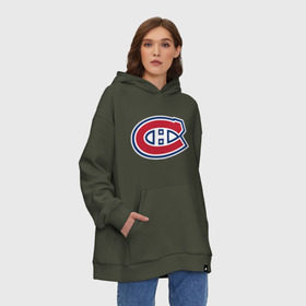 Худи SuperOversize хлопок с принтом Montreal Canadiens в Петрозаводске, 70% хлопок, 30% полиэстер, мягкий начес внутри | карман-кенгуру, эластичная резинка на манжетах и по нижней кромке, двухслойный капюшон
 | montreal canadiens | канадская хоккейная лига | монтреал | нхл | хокей | хоккей