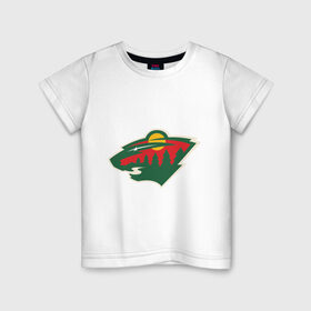 Детская футболка хлопок с принтом Minnesota Wild в Петрозаводске, 100% хлопок | круглый вырез горловины, полуприлегающий силуэт, длина до линии бедер | 
