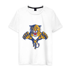 Мужская футболка хлопок с принтом Florida Panthers в Петрозаводске, 100% хлопок | прямой крой, круглый вырез горловины, длина до линии бедер, слегка спущенное плечо. | florida panthers | nhl | нхл | флорида пантерс | хоккей | хоккейная лига
