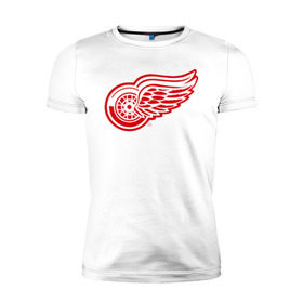 Мужская футболка премиум с принтом Detroit Red Wings в Петрозаводске, 92% хлопок, 8% лайкра | приталенный силуэт, круглый вырез ворота, длина до линии бедра, короткий рукав | hockey | nhl | лига | нхл | хокей | хоккей | хоккейная лига