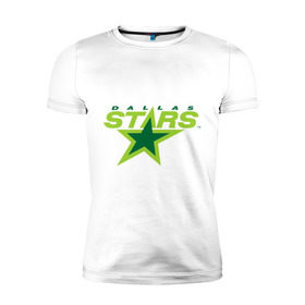 Мужская футболка премиум с принтом Dallas Stars в Петрозаводске, 92% хлопок, 8% лайкра | приталенный силуэт, круглый вырез ворота, длина до линии бедра, короткий рукав | dallas stars | nhl | даллас старс | нхл | хоккей | хоккейная лига