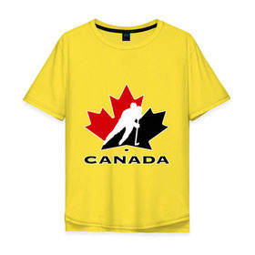 Мужская футболка хлопок Oversize с принтом Canada в Петрозаводске, 100% хлопок | свободный крой, круглый ворот, “спинка” длиннее передней части | canada | hockey | nhl | канада | лига | нхл | хокей | хокейнаялига | хоккей | хоккейная лига