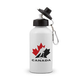 Бутылка спортивная с принтом Canada в Петрозаводске, металл | емкость — 500 мл, в комплекте две пластиковые крышки и карабин для крепления | canada | hockey | nhl | канада | лига | нхл | хокей | хокейнаялига | хоккей | хоккейная лига