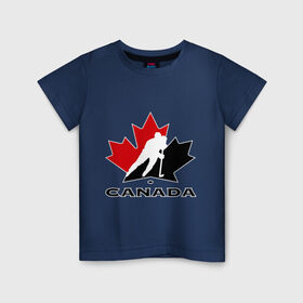Детская футболка хлопок с принтом Canada в Петрозаводске, 100% хлопок | круглый вырез горловины, полуприлегающий силуэт, длина до линии бедер | Тематика изображения на принте: canada | hockey | nhl | канада | лига | нхл | хокей | хокейнаялига | хоккей | хоккейная лига